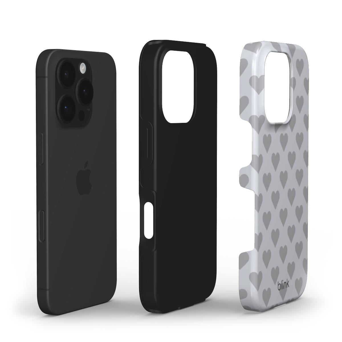 Silver Love Tough Phone Case for iPhone